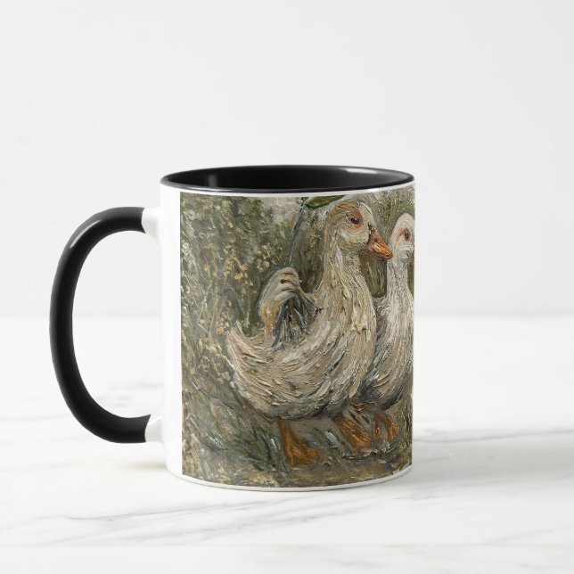 Morning Commute Whimsical Farmhouse Duck Rainy Day Mugg (Vänster)