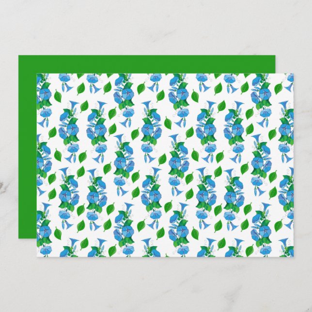 Morning Glories Floral Botanical Note Card Anteckningskort (Fram/baksida)