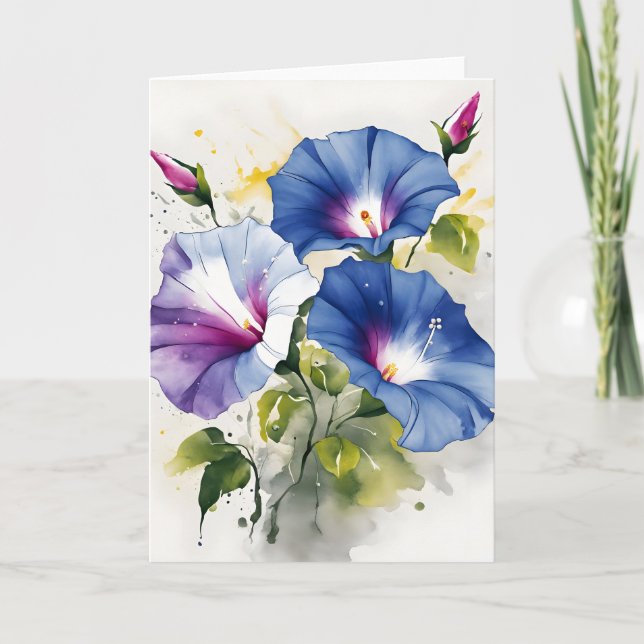Morning Glory - Akvarellblommor Kort (Framsida)