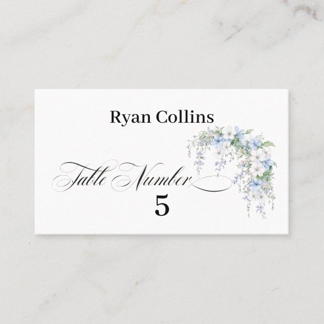 Morning Glory Calligraphy Place Cards Placeringskort (Framsida)