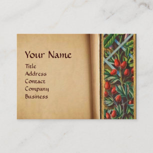 MORNING GLORY OCH RED BERRIES MONOGRAM VISITKORT