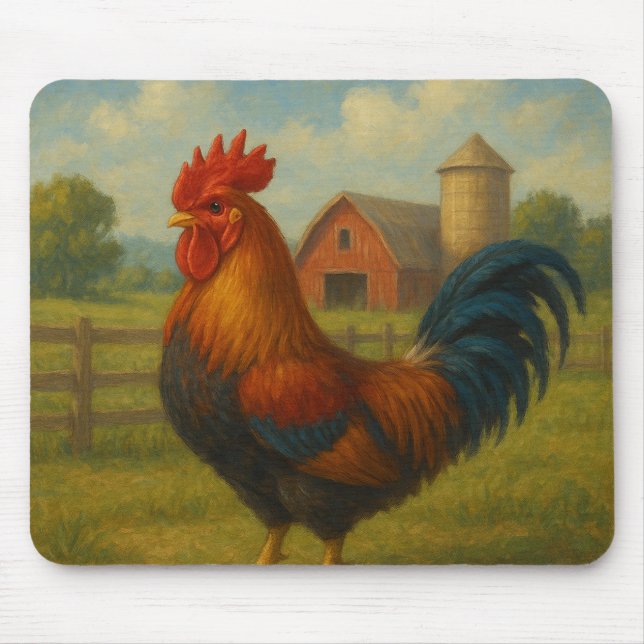 “Morning Glory Rooster on the Farm” Musmatta (Framsidan)