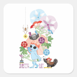 MORNING GREY ALIEN FYRKANTIGT KLISTERMÄRKE