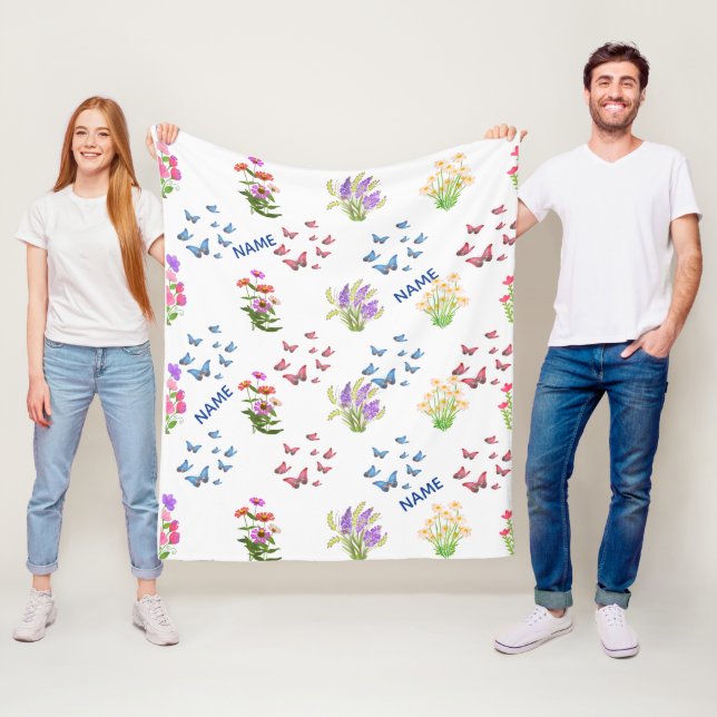 Morning Meadow Wildflower & Butterfly Throw Blanke Fleecefilt (På plats)