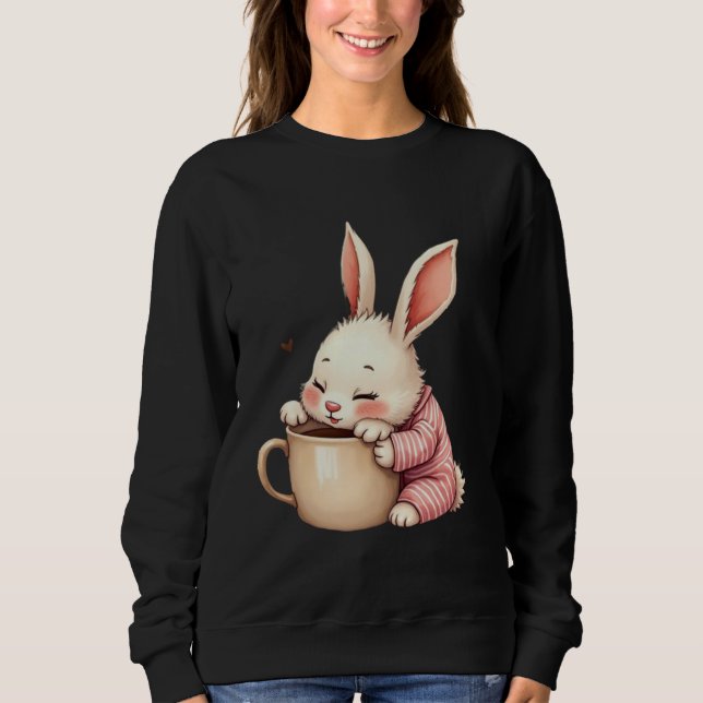 Morning Snuggles Bunny Brew Bliss Cocoa & Cuddles  T Shirt (Framsida)
