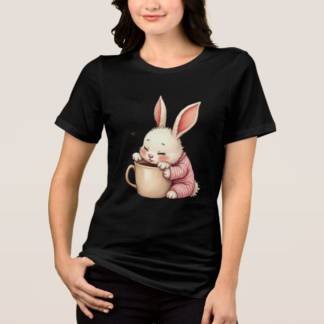 Morning Snuggles Bunny Brew Bliss Cocoa & Cuddles  T Shirt (Framsida)