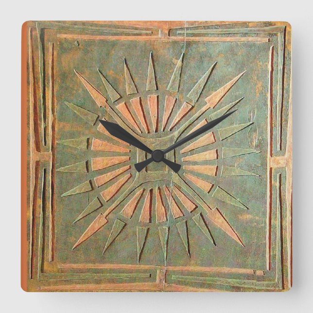 MORNING STAR, Antique Brown Grönt Fyrkantig Klocka (Framsida)
