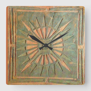 MORNING STAR, Antique Brown Grönt Fyrkantig Klocka
