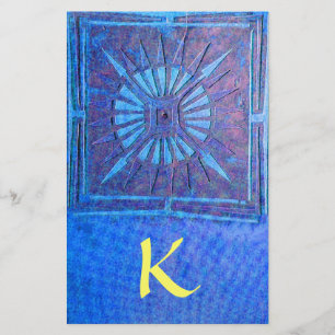 MORNING STAR MONOGRAM, blå gult Brevpapper