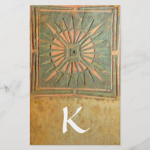 MORNING STAR MONOGRAM ,grön,brown gul vit Brevpapper