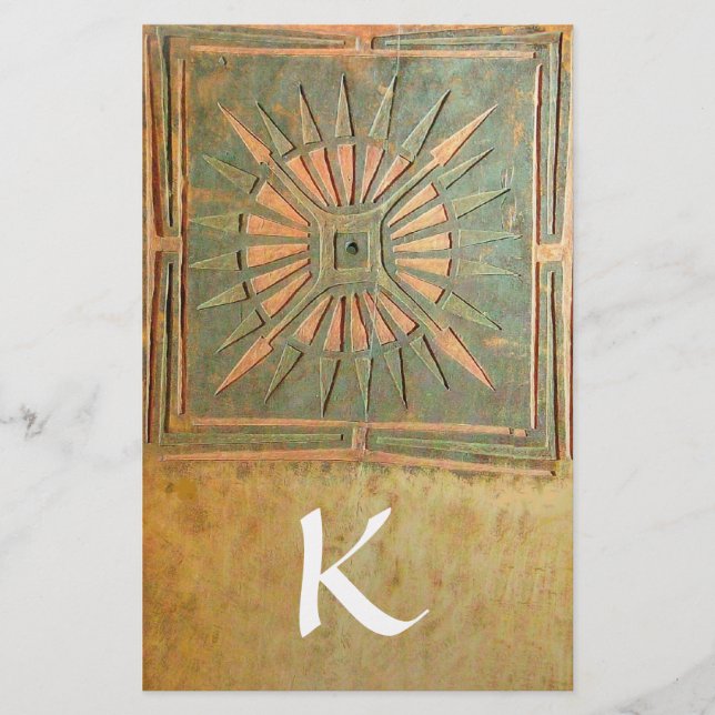 MORNING STAR MONOGRAM ,grön,brown gul vit Brevpapper (Framsida)