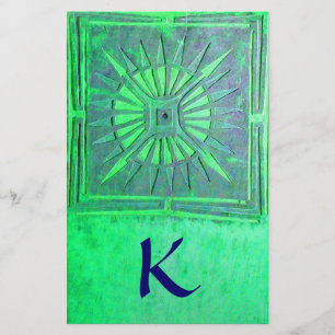 MORNING STAR MONOGRAM, grönt blue Brevpapper