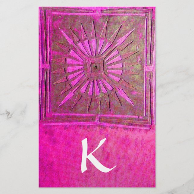 MORNING STAR MONOGRAM, rosa fuchsia vit Brevpapper (Framsida)