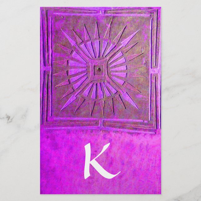 MORNING STAR MONOGRAM,violet lila vit Brevpapper (Framsida)