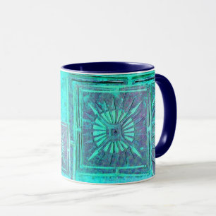 MORNING STAR Pawnee Aqua Blue Turcos Monogram Mugg