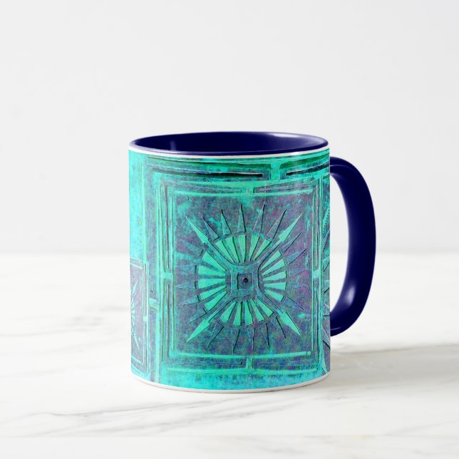 MORNING STAR Pawnee Aqua Blue Turcos Monogram Mugg (Framsida höger)