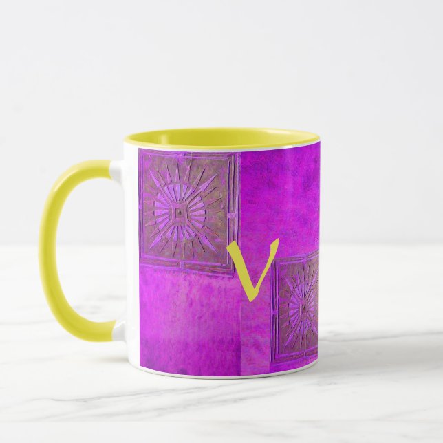 MORNING STAR Pawnee Lila Gult Monogram Mugg (Vänster)