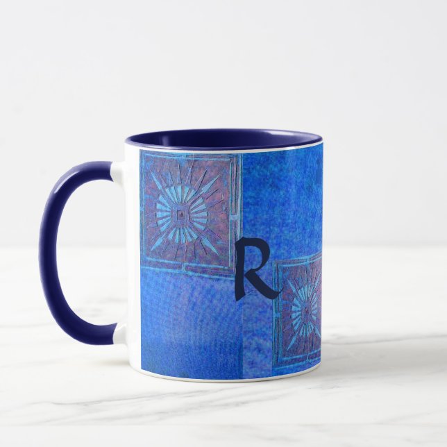 MORNING STAR Pawnee Native American,Blue Monogram Mugg (Vänster)