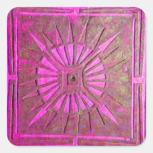 MORNING STAR Rosa,Fuchsia Black, Monogram Fyrkantigt Klistermärke