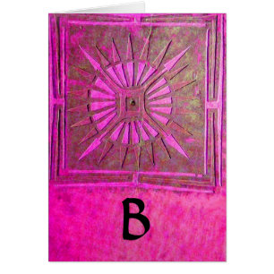 MORNING STAR Rosa,Fuchsia Black, Monogram Hälsningskort