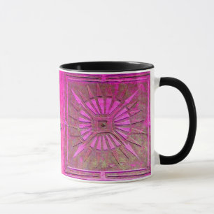 MORNING STAR Rosa,Fuchsia Black, Monogram Mugg