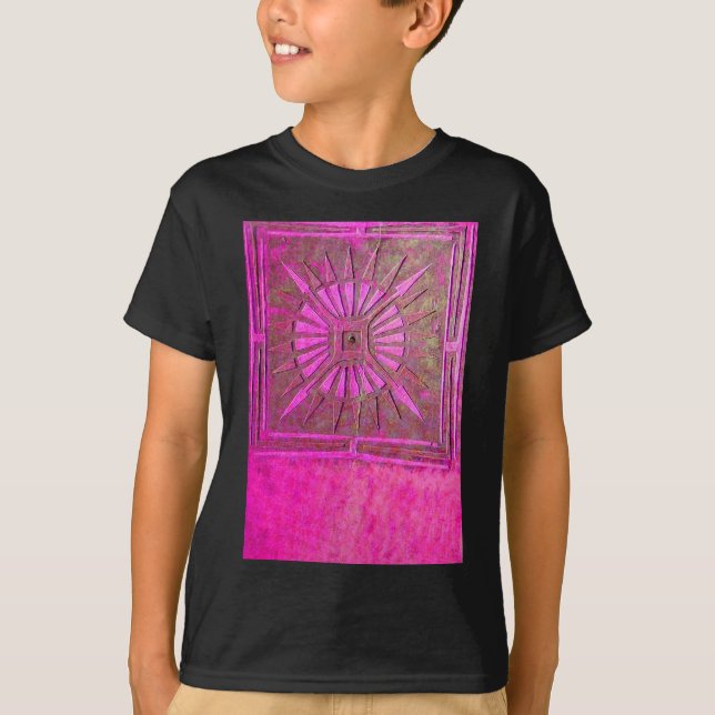 MORNING STAR Rosa,Fuchsia Black, Monogram Tee Shirt (Framsida)