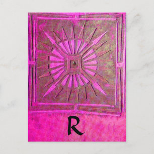 MORNING STAR Rosa,Fuchsia Black, Monogram Vykort