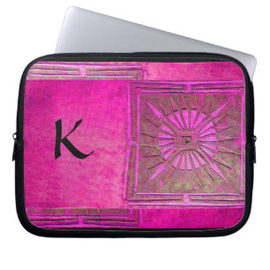 MORNING STAR, Rosa,Svart,Fuchsia Monogram Laptop Sleeve