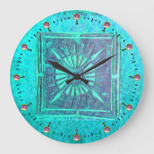 MORNING STAR, Rosa Teal, Aqua Blue Stor Klocka