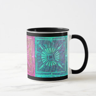 MORNING STAR.rosa,Vattenblått,Tal,Svart Mugg