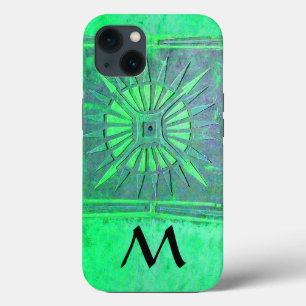 MORNING STAR, Teal Grönt Black Monogram