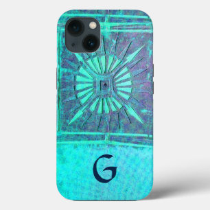 MORNING STAR Turcos Aqua Blue,Teal, Monogram C