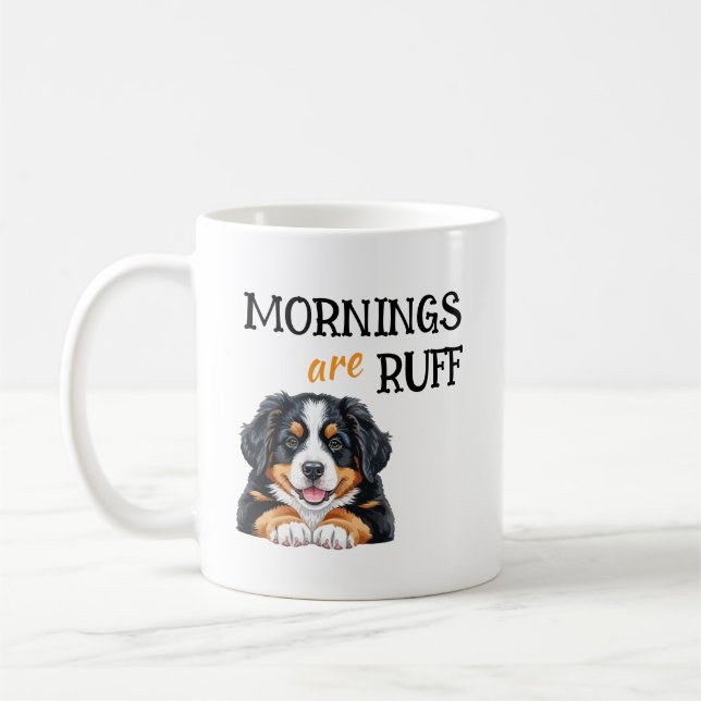 Mornings Are Ruff – Funny Dog Lover Coffee Quote Kaffemugg (Vänster)