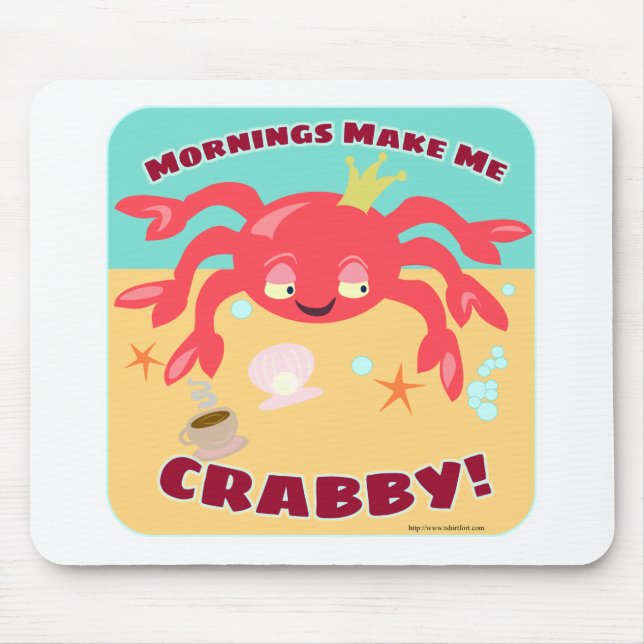 Mornings gör mig till Crabby Cute Tecknad Musmatta (Framsidan)
