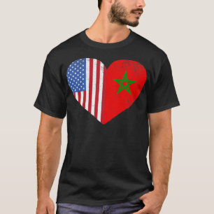 Moroccan American Flagga Heart Marocko T Shirt