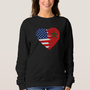 Moroccan American Flagga Heart Marocko Usa T Shirt
