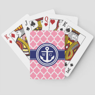Moroccan Anchor Q Navy Blue Spelkort