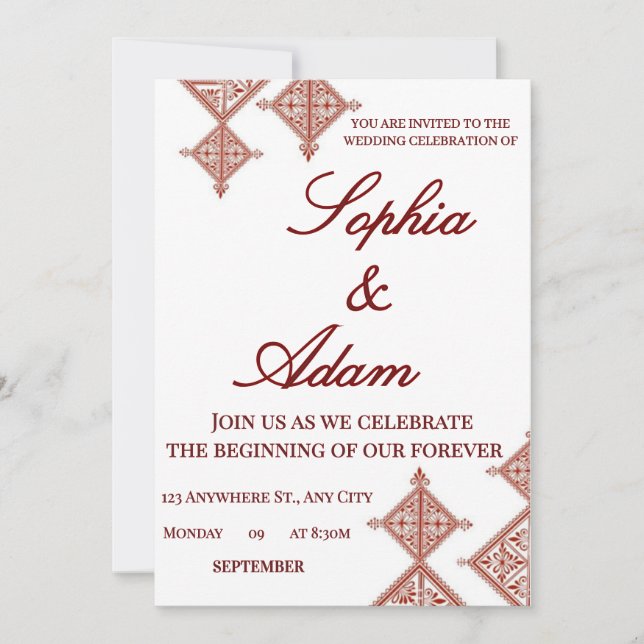 Moroccan Berber Pattern Wedding Invitation (Framsida)