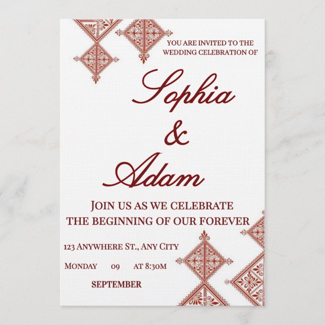 Moroccan Berber Pattern Wedding Invitation Inbjudningar (Framsida)