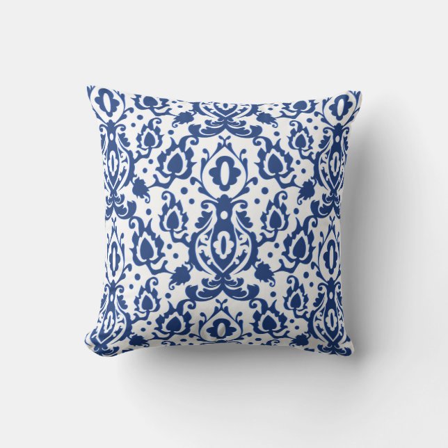 Moroccan Blue Casbah Damask Kudde (Framsida)