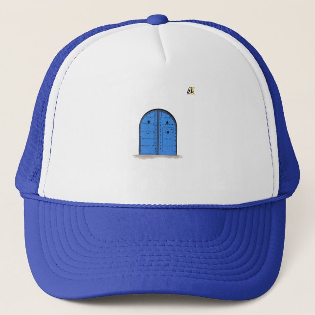 Moroccan Blue Door – Artistic Embroidered Cap Keps (Framsida)