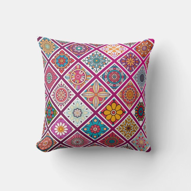 Moroccan Bohemian Mandala Tiles Kudde (Framsida)
