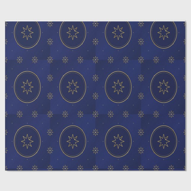 Moroccan Celestial Gold Star Wrapping Paper Presentpapper (Platt)