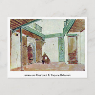 Moroccan Courtyard av Eugene Delacroix Vykort
