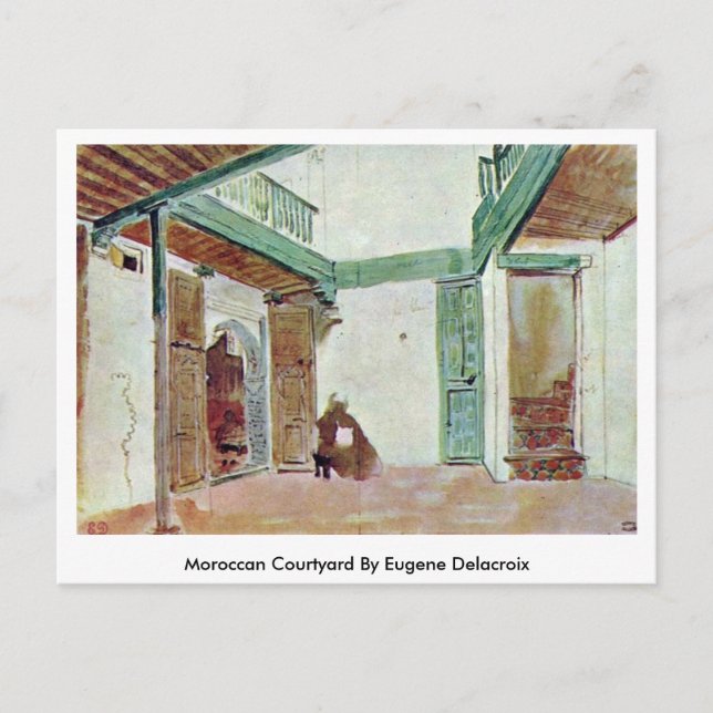 Moroccan Courtyard av Eugene Delacroix Vykort (Framsida)