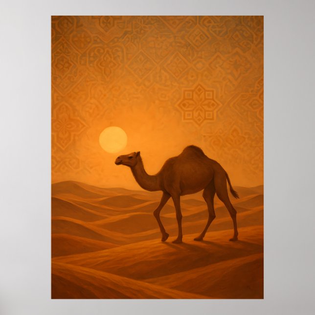 Moroccan Desert Camel Sunset Poster (Framsidan)