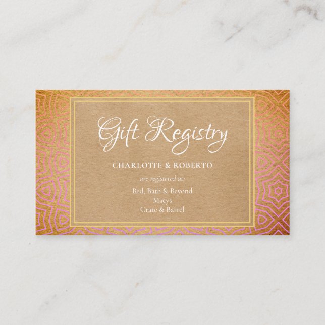 Moroccan Desert Chic Bröllopspresentregistret Tilläggskort (Framsida)