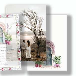 Moroccan dörrvägg akvarell fotobas för Vellum Inbjudningar