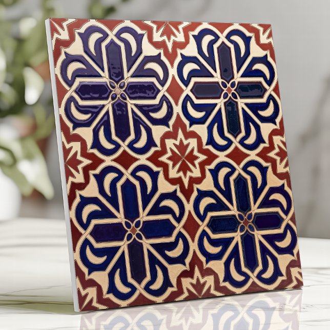 Moroccan Fes Geometric Tile Cobalt Blue Terracotta Kakelplatta (Skapare uppladdad)