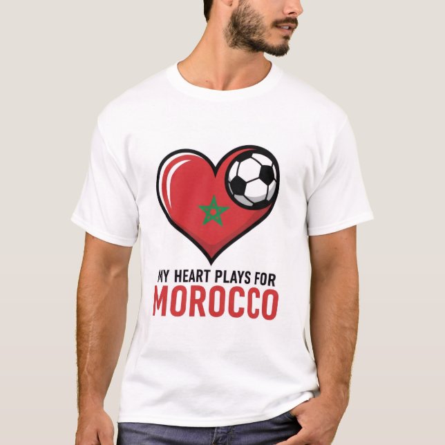 Moroccan Flag Football Passion Design T Shirt (Framsida)